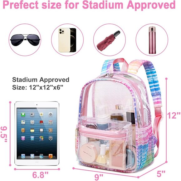 New Beautiful Rainbow Clear Small Backpack for Girls, Women's (12x12x6) - Picture 2 of 8